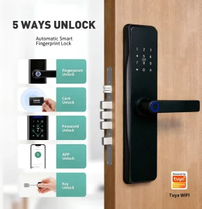 Factory Hot Selling Password Fingerprint Aluminum Alloy Remote Unlock Tuya TTlock WIFI Smart Door Lock