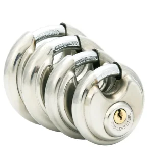 Factory OEM Heavy Duty Solid Stainless Steel Disc Padlock High Safety Anti theft Round Padlock with 2 Iron Keys