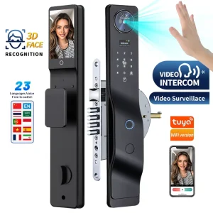 Factory Price Smart Lock Tuya Wifi Video Call Intercom Function Digital Keypad Electronic Door Lock Smart Card Keys 6085