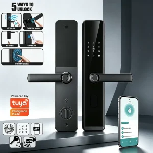 Fingerprint Keyless Smart Door Handle Lock Electronic Touchscreen WiFi Password Lock Set