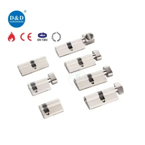 Fire-Rated Satin Chrome-Plated Brass Door Lock Cylinder with Thumbturn and Key, BS EN1303 Certified
