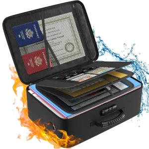 Fireproof Waterproof Passport Document Organizer Bag with Lock Fireproof Insurance Accessory Box