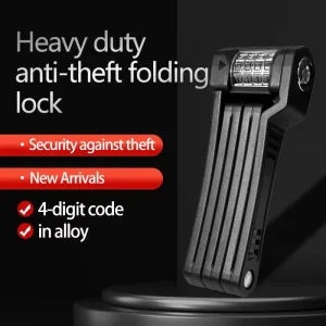 Folding Bike Lock with 4-Digit Digital Combination for Bicycles and Electric Scooters