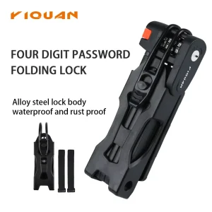 Four-Digit Combination Folding Bicycle Lock, Waterproof Thickened Alloy Steel