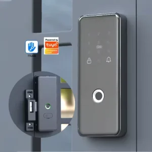 Frameless Double Fingerprint Biometric Iron Door Lock Digital Electronic Glass Door Lock with WiFi
