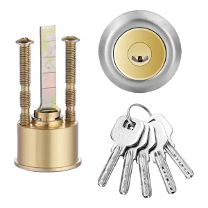 Full Copper Waterproof Anti Theft Universal Door Lock Cylinder ANSI Grade 3 Brushed Finish 6/12