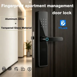 Glomarket TTLock Ble Smart Door Handle Lock Fingerprint Digital Keyless Entry Electronic Lock for Apartment Hotel Wooden Door
