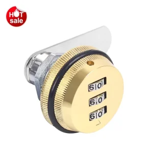 Gold 3-Digit Keyless Combination Cam Lock for Zinc Alloy Cabinets and Drawers