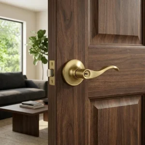 Gold Mechanical Door Lock with 3 Keys Satin Nickel Finish for Residential Apartment and Hotel Doors