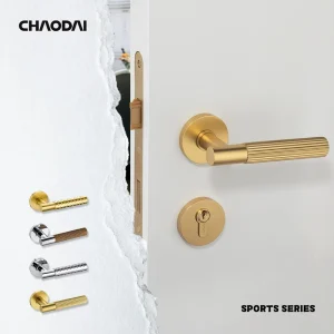 Golden Luxury Brass Door Handle Lock Set High Security Mechanical Lever Lock for Home & Apartment Entry