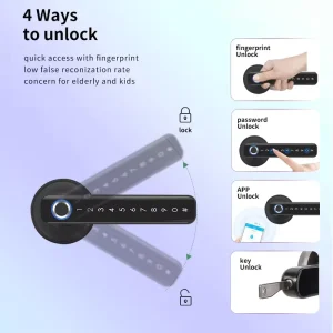 H168 Smart Electronic Door Lock with Fingerprint BLT Password Keyless Entry APP Unlock for iOS Android Wood Doors