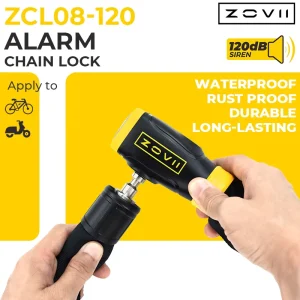 Hardened Steel Smart Alarm Bicycle Chain Lock for E Bike Motorcycle IP67 Waterproof 8mm Diameter 1200mm Length CE