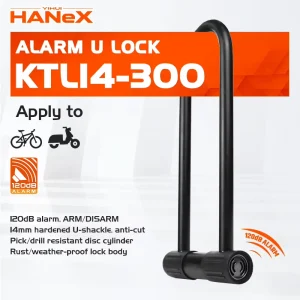 Hardened Steel Smart Alarm U-Lock with 120 dB Siren for Bicycle E-bike Motorcycle