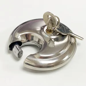 Heavy Duty Anti Theft Rust Resistant Stainless Steel Round Disc Padlock with Key for Warehouse Outdoor Self Storage