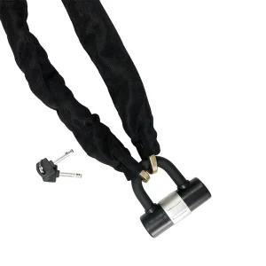 Heavy-Duty Hardened Steel Bicycle Chain Lock with U-Lock and Cloth Cover for Bikes and Motorcycles