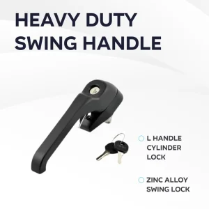 Heavy Duty Industrial Swing Lock with L Handle Cylinder Quarter Turn Handle 2 Keys Zinc Alloy Construction for Cabinet Doors