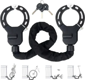 Heavy-Duty Portable Iron Handcuff Chain Lock with Keys for Electric Bicycles, Scooters, and Bikes