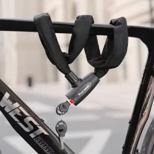 Heavy-Duty Steel Foldable Chain Lock with Keys for Bicycles, E-Bikes, and Motorcycles