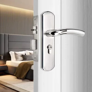 High Quality SUS Stainless Steel Door Lock Set Modern Minimalist Oval Panel Interior Wood Door Lever Handle Mortise Lock