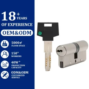 High Security 70mm Brass Door Lock Cylinder Anti Theft ANSI Grade 1 Double Row Pin Tumbler with Core 10 Pin Keys