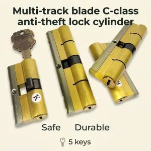 High quality C Level Waterproof Durable Brass Cylinder Polished Finish Easy Installation Key Operated 65 115mm Dimension Lock