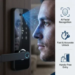 House Smart Fingerprint Door Lock with Multiple Unlock Options, USB Emergency Power, M1 Cards and Easy Installation for Rental Rooms