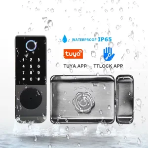IP65 Waterproof Smart Gate Lock Keyless Fingerprint WiFi Digital Electronic Lock for Glass Doors