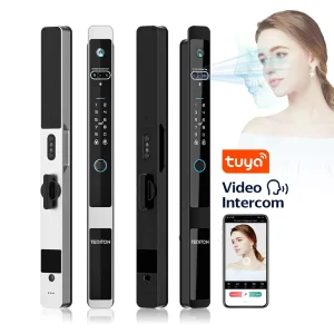 IP66 Tuya Security Glass Sliding Door Lock Fingerprint Face Recognition Electronic Smart Lock