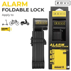 IP67 Waterproof Hardened Steel 120dB Alarm Folding Lock for Mountain Bike and E-Bike