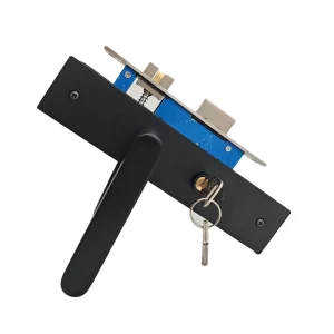 Indoor Mechanical Door Lock Set Black Handle Panel Lock for Wooden Interior Door with Key