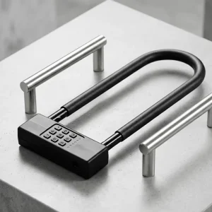 Industrial Grade Aluminum U Lock with 4 Digit Resettable Code and Key Access for Retail Storefront Door