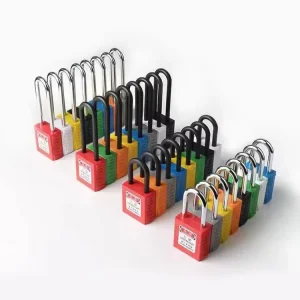 Industrial Safety Padlock 38mm Open Steel Lock Beam with Key Plastic Insulation Energy Isolation Lock for Door Use