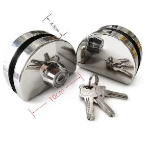 Interior Front Circular Door Lock Cylinder for Sliding Metal and Glass Doors, Stainless Steel
