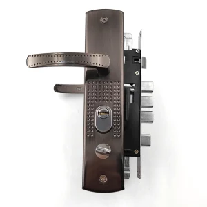 Iron Panel Mechanical Keyed Main Entrance Door Lock Set with Aluminum Handle for Wooden Doors