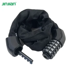 Jinjian Customized 5 Digit Combination Bike Chain Lock Anti Theft Steel Bicycle Lock Accessories for Cycling Ebike Motorcycle