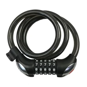 Jinjian High Quality Security Anti Theft Mechanical Combination Lock Adjustable Cable Lock With Light Bracket for Bicycle