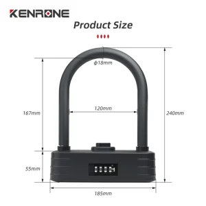 KENRONE 防盗 U 型锁 无钥匙防水装甲锁 适用于踏板车电动自行车和自行车户外安全 U 型锁