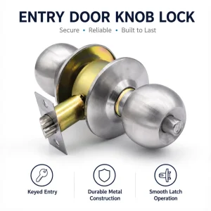 Keyed Entry Door Knob Cylindrical Mechanical Lockset for Interior and Exterior Doors