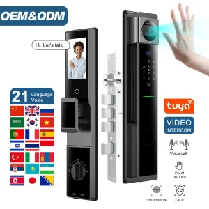 Keyless Entry Digital Electronic Automatic Smart Door Lock 3D Face Recognition for Steel Wood and Aluminum Doors