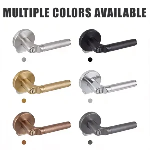 Knurled Stainless Steel Door Lock Handle Lever Round Rosette for Interior Room Bedroom Wooden Privacy Entry