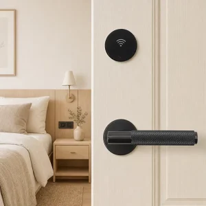 Langyun Smart Aluminum Alloy Split Hotel Lock with Card Key Unlock for Wood Doors in Modern Serviced Apartments