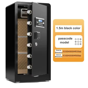 Large 1.5m Double Door Safe Box Fingerprint Key Lock Passcode Home Office Use Customized RAL Color Modern Design Brushed Steel