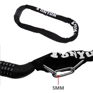 Long Safety Chain 5-Password Code Lock for Bike Anti-Theft Steel Motorcycle Lock Cycling Electric Bicycle Accessory