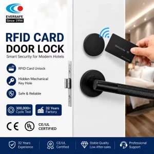 Luxury Waterproof IP54 solid zinc Alloy RFID 13.56HZ Hotel Door Lock for Office Building Use CE Certified 32 Years