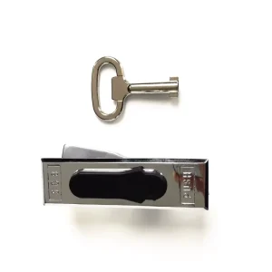 MS508 Zinc Alloy Push-Button Flat Lever Door Latch Lock Electric Trigger Flush Latch Bright Chrome Plating with Black Cover