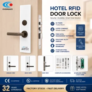 Magnetic Stripe Zinc Alloy Smart Hotel Door Lock Compatible with Wooden Doors ANSI Standard