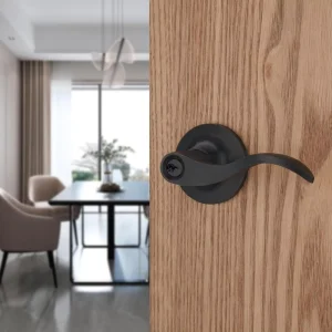 Matte Black Mechanical Door Lock with Key Satin Nickel Finish for Residential Homes and Apartments