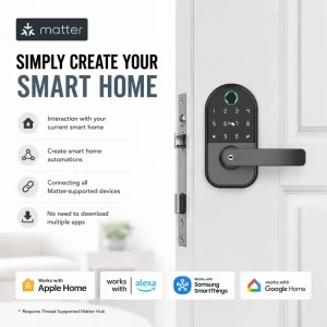 Matter Smart Door Lock WiFi Tuya App Fingerprint Password Card Keyless Entry