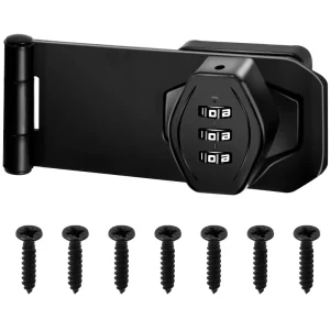 Mechanical Combination Rotary Hasp Door Latch for Small Doors, Cabinets, and Barn Doors