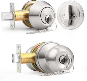 Mechanical Door Lock Set Single-Cylinder Deadbolt and Door Handle with Keys Anti-Pick Lock for Home and Commercial Use